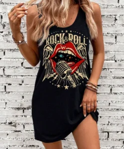 Summer sleeveless printed dress for women