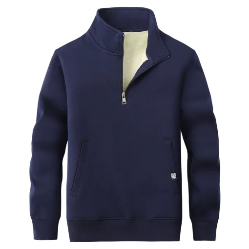 Fashionable Lambskin stand-up collar sweatshirt (with fleece)