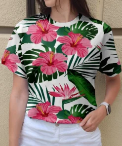 Women's rainforest flower printed short sleeves