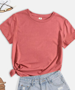 Women's short-sleeved round-neck solid-color top