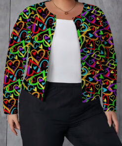 Women's autumn colorful heart-shaped printed cardigan