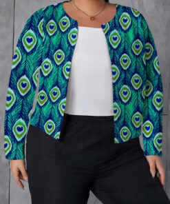 Women's autumn peacock feather full print cardigan