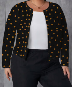 Women's autumn pumpkin smiling face printed plus-size cardigan