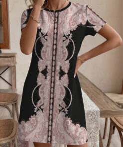 Women's autumn elegant printed short-sleeved dress