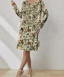 Women's autumn light yellow Halloween cardigan and vest dress set