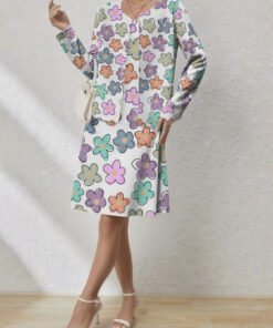 Women's autumn painted flower-printed cardigan and vest dress set