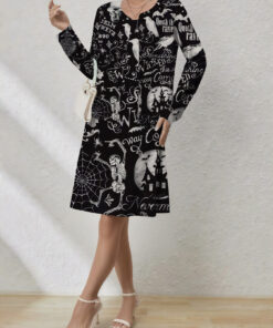 Women's autumn black Halloween-themed cardigan and vest dress set