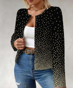 Women's autumn polka dot full-print cardigan