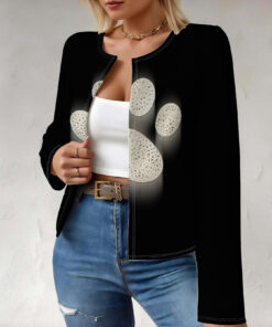 Women's autumn big footprint print cardigan