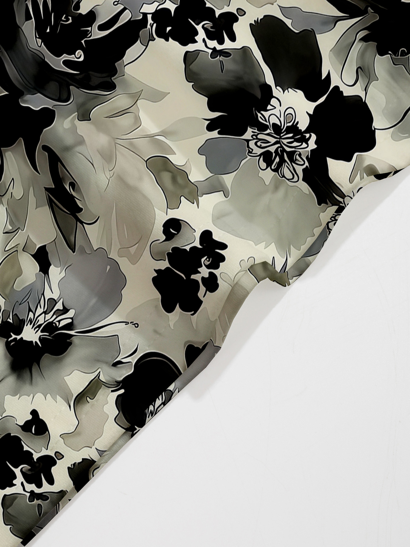 Women's autumn light grey full print flowers short sleeve dress - Image 6