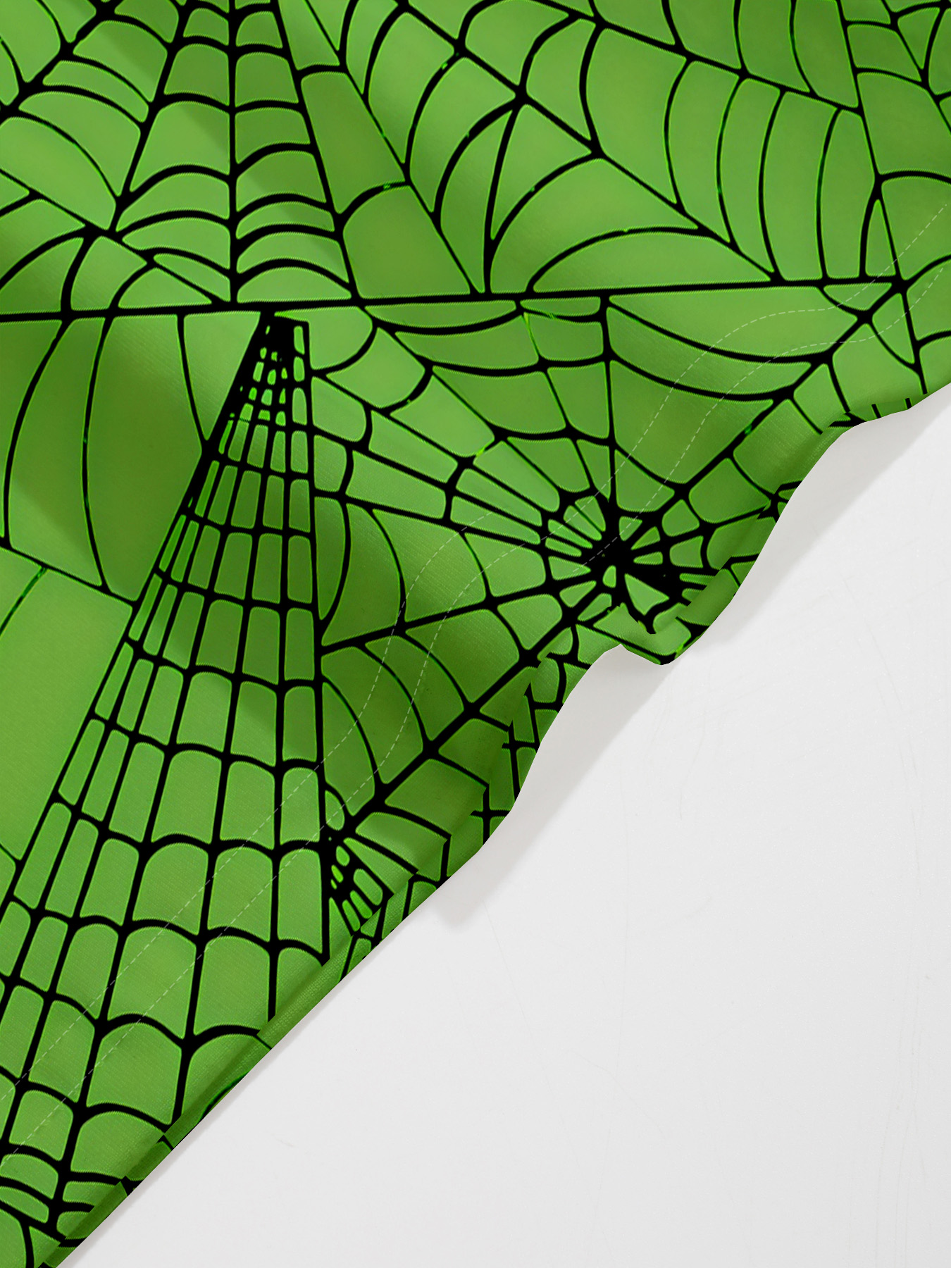 Women's autumn green spider web print short-sleeved dress - Image 6