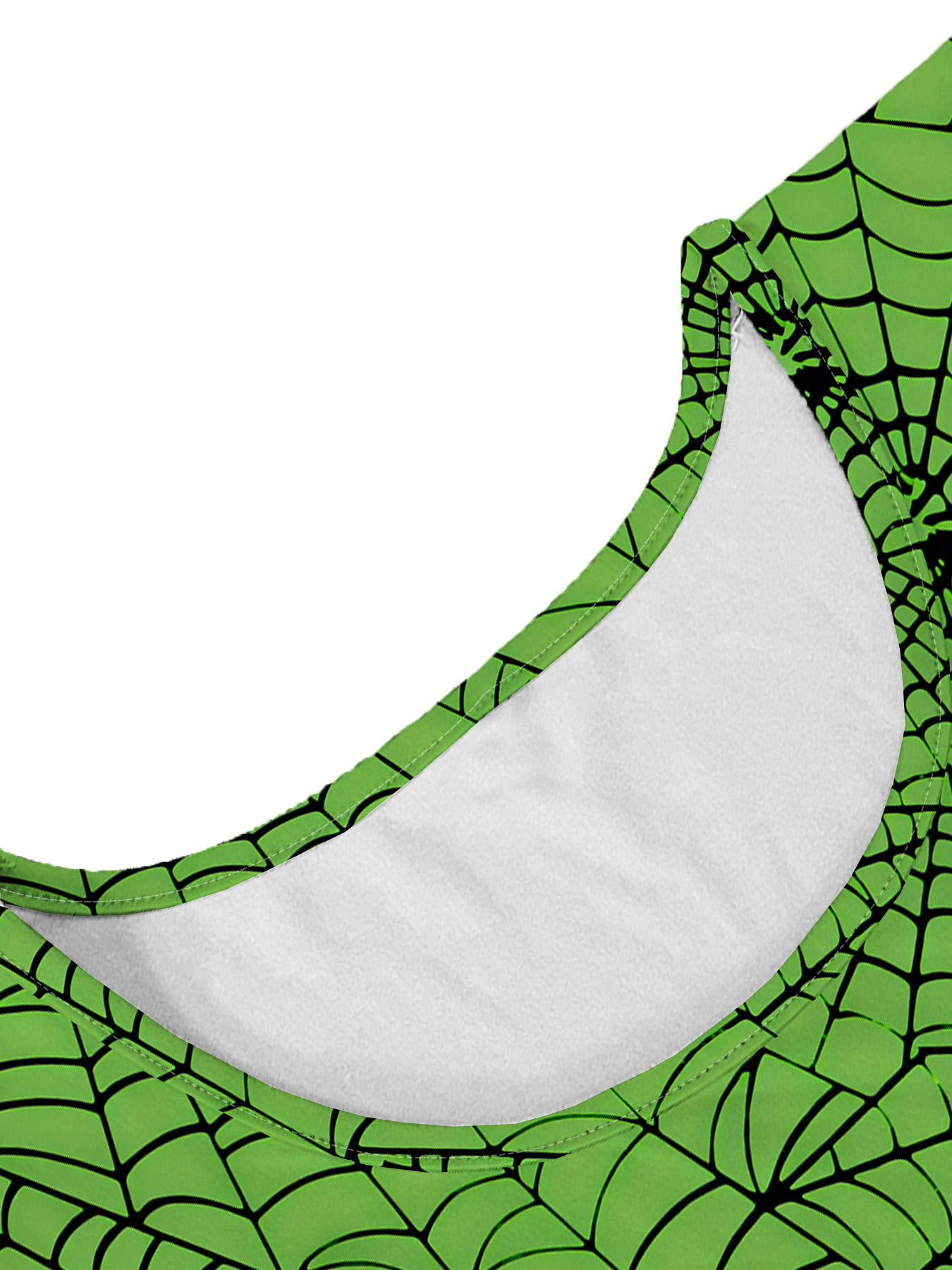 Women's autumn green spider web print short-sleeved dress - Image 7