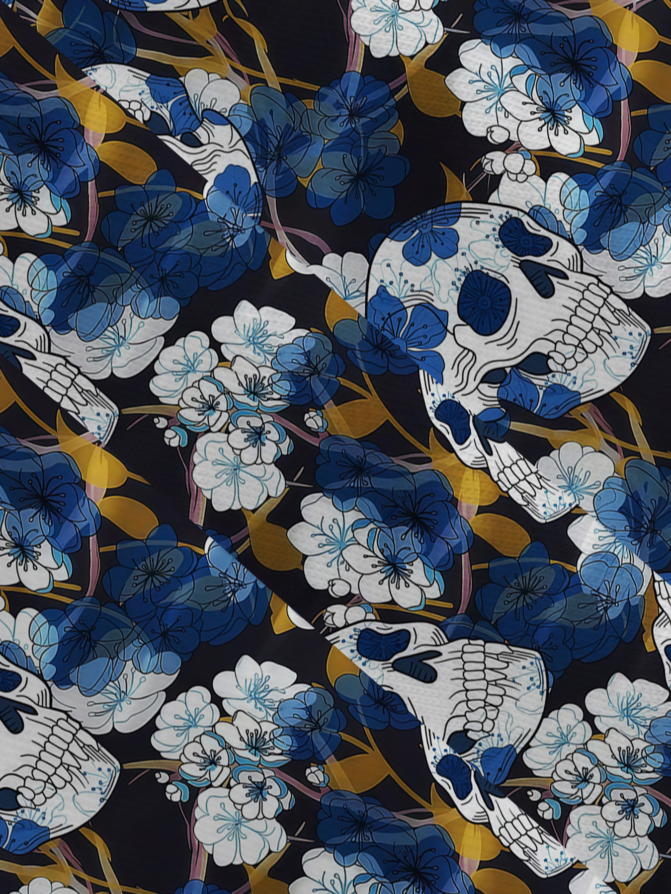 Women's autumn blue printed skull short-sleeved dress - Image 8