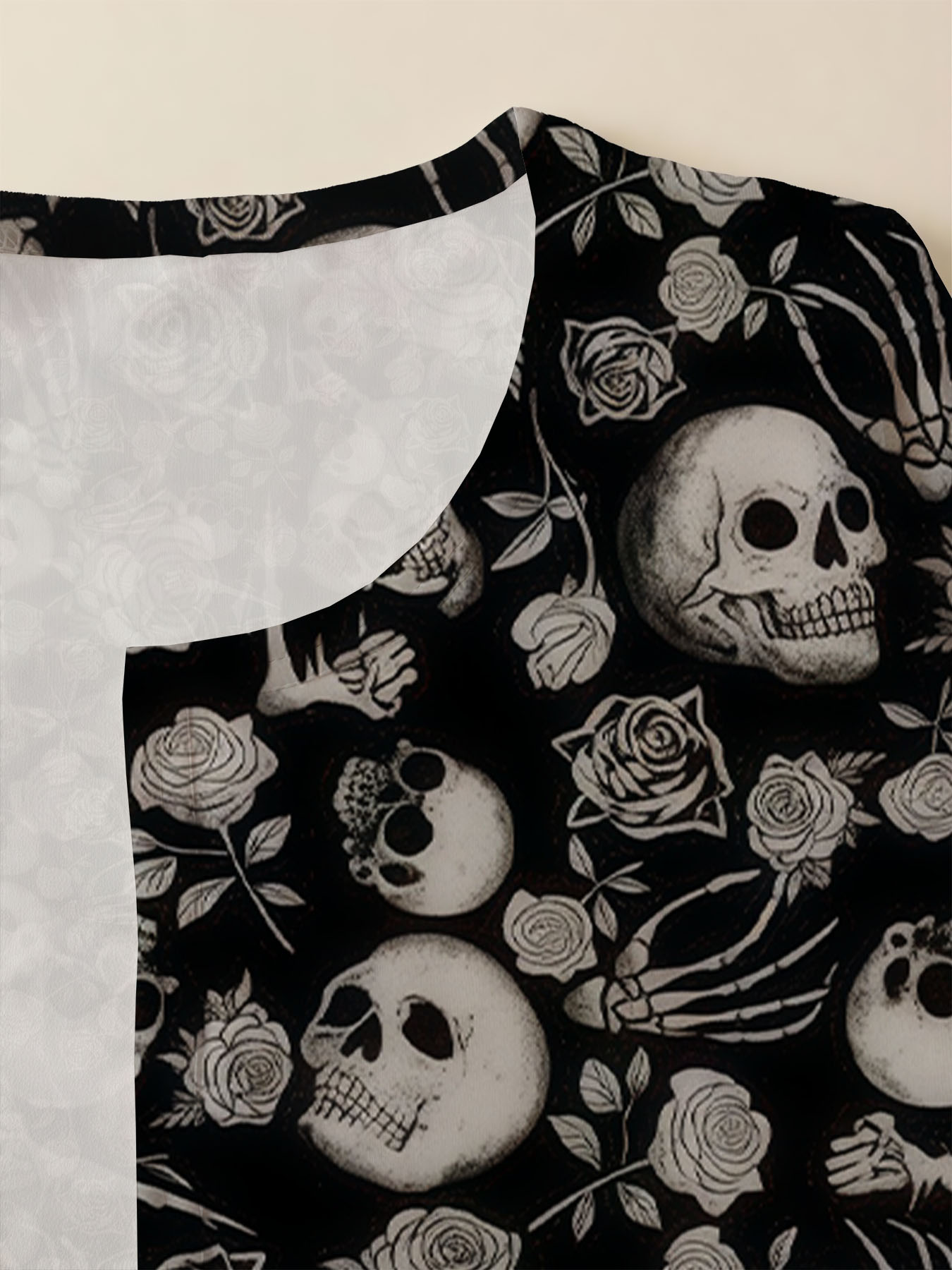 Women's autumn black skull print Plus-Size All-Over Print Cardigan - Image 4