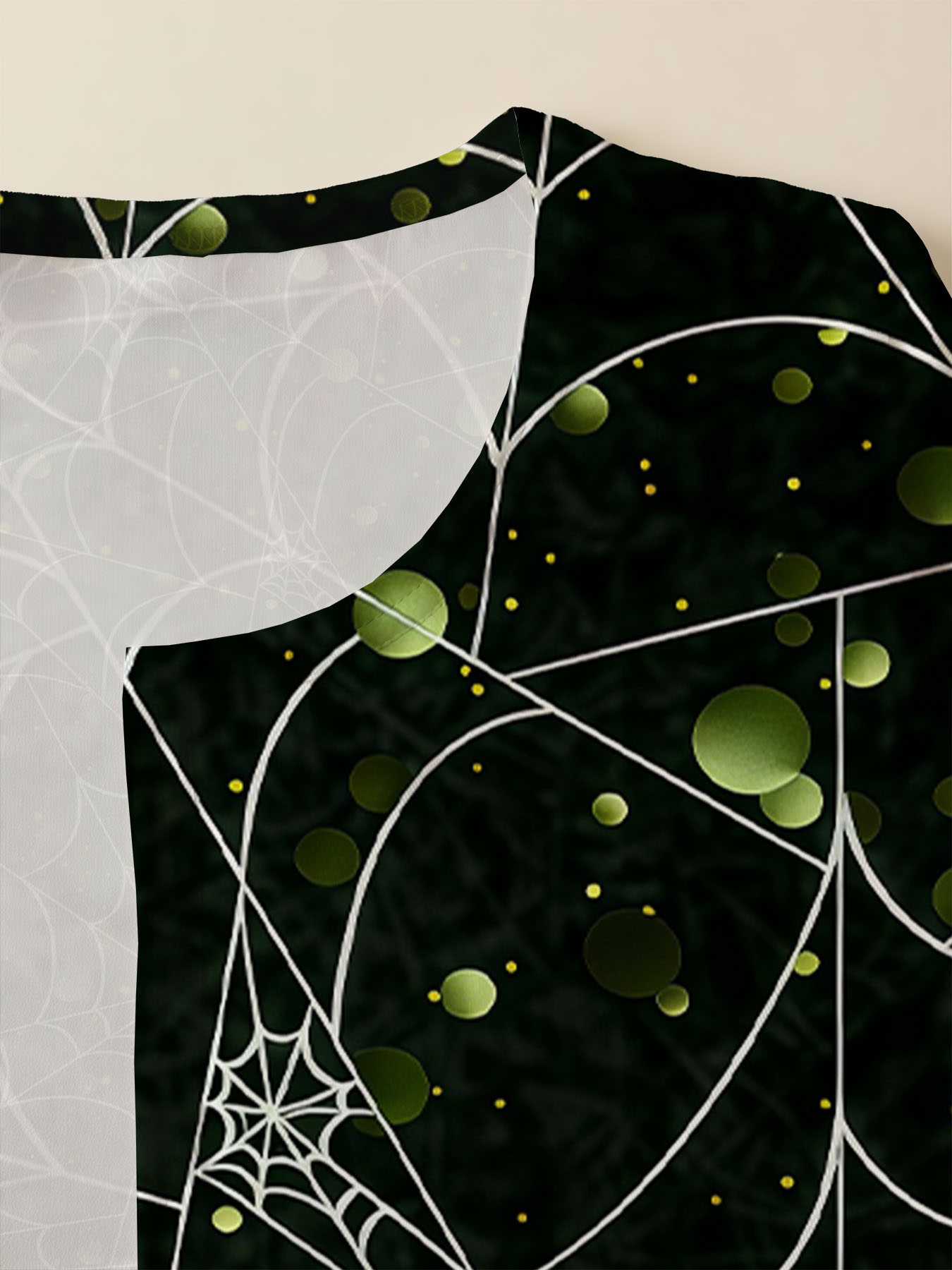 Women's autumn black green cobweb print plus size cardigan - Image 4