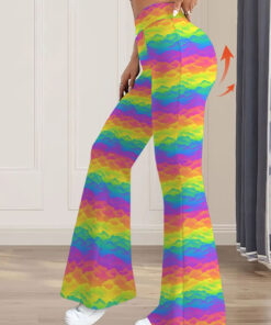 Women's autumn rainbow wide leg pants