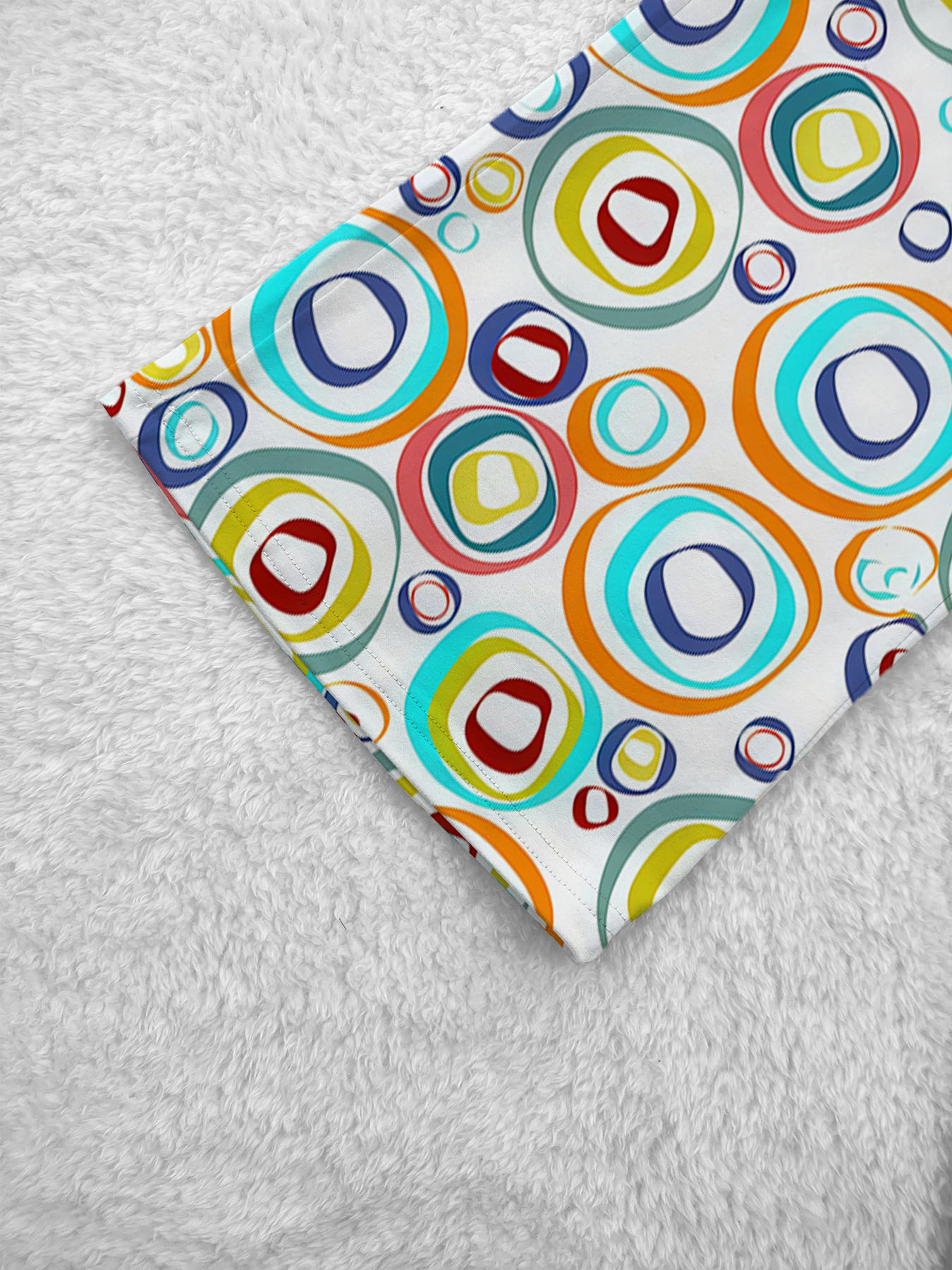 Women's autumn white full print color circle wide-leg trousers - Image 7