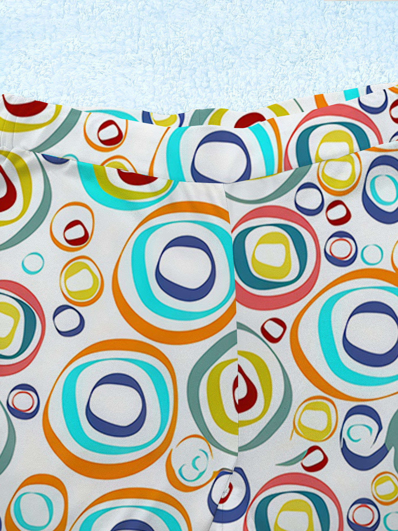 Women's autumn white full print color circle wide-leg trousers - Image 6