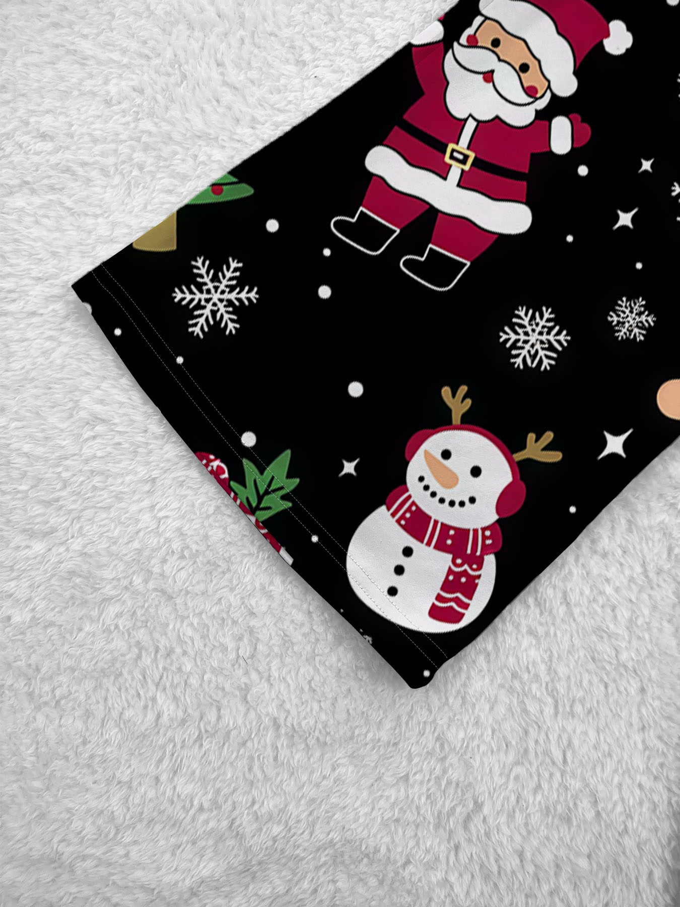 Women's autumn black Christmas-themed printed wide-leg pants - Image 10