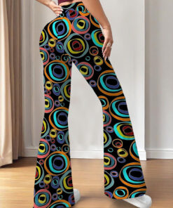 Women's autumn full-printed colorful circular wide-leg trousers