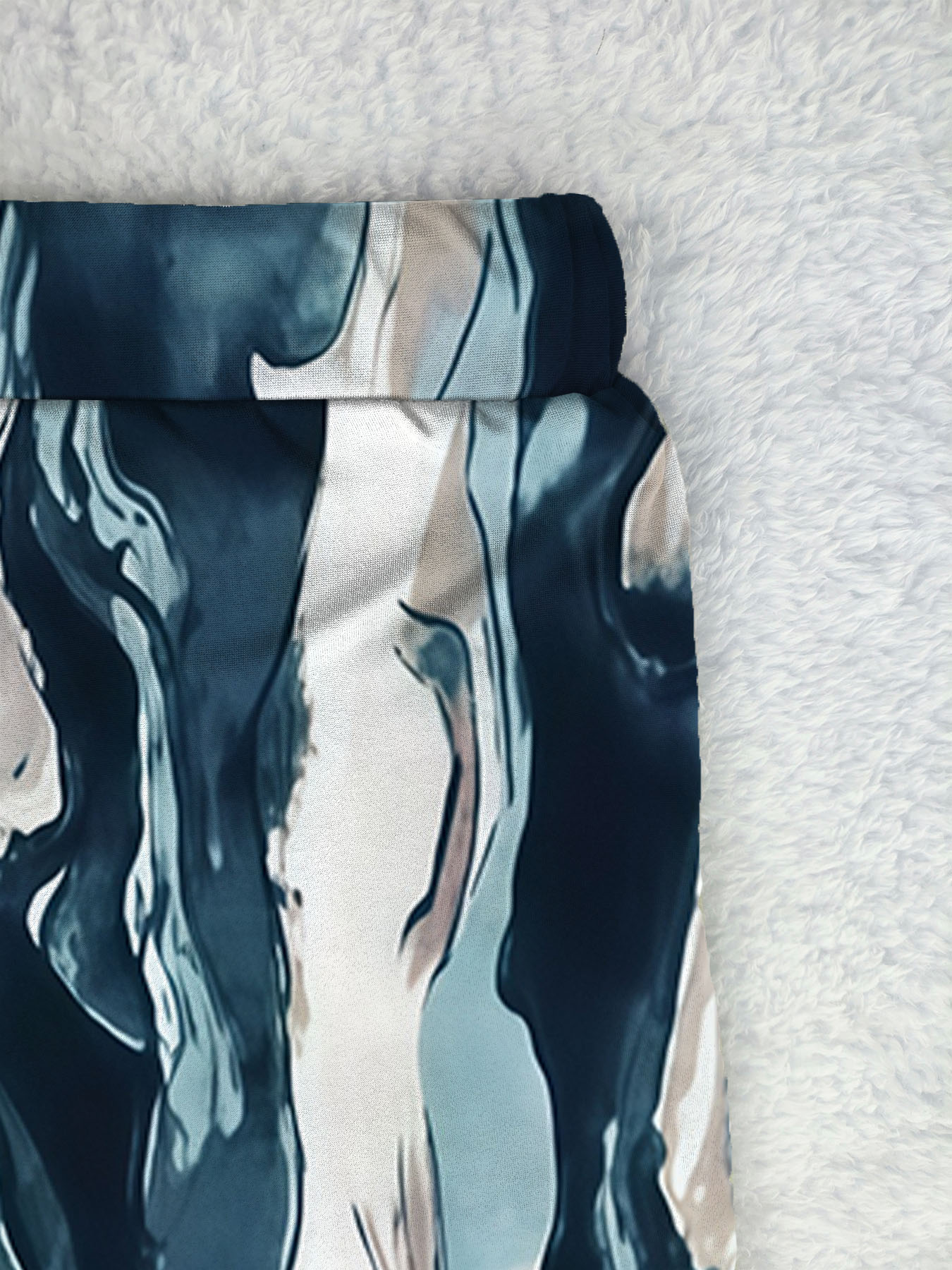 Women's autumn blue ink-wash printed wide-leg pants - Image 6