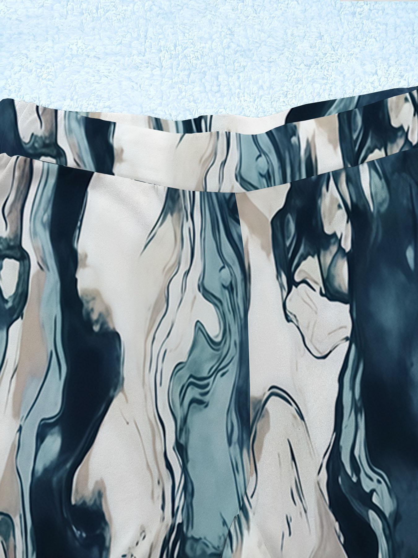 Women's autumn blue ink-wash printed wide-leg pants - Image 7