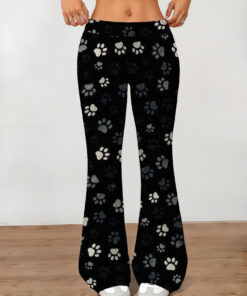 Women's autumn black claw print wide-leg trousers
