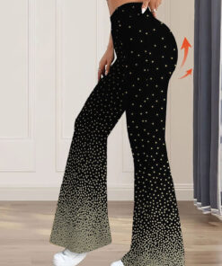 Women's autumn polka dot full-print wide-leg pants