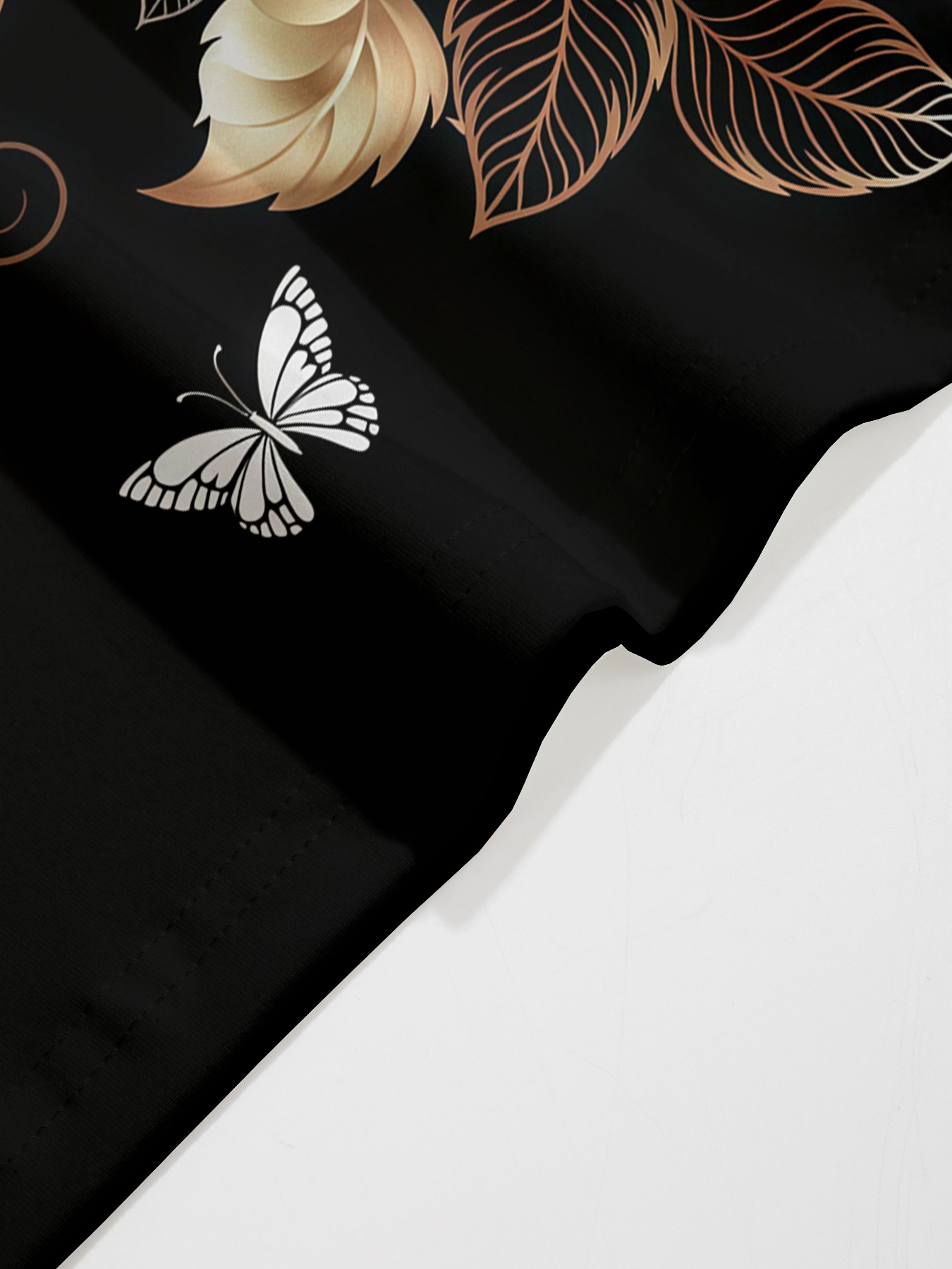 Women's autumn black and white floral short-sleeved dress - Image 6