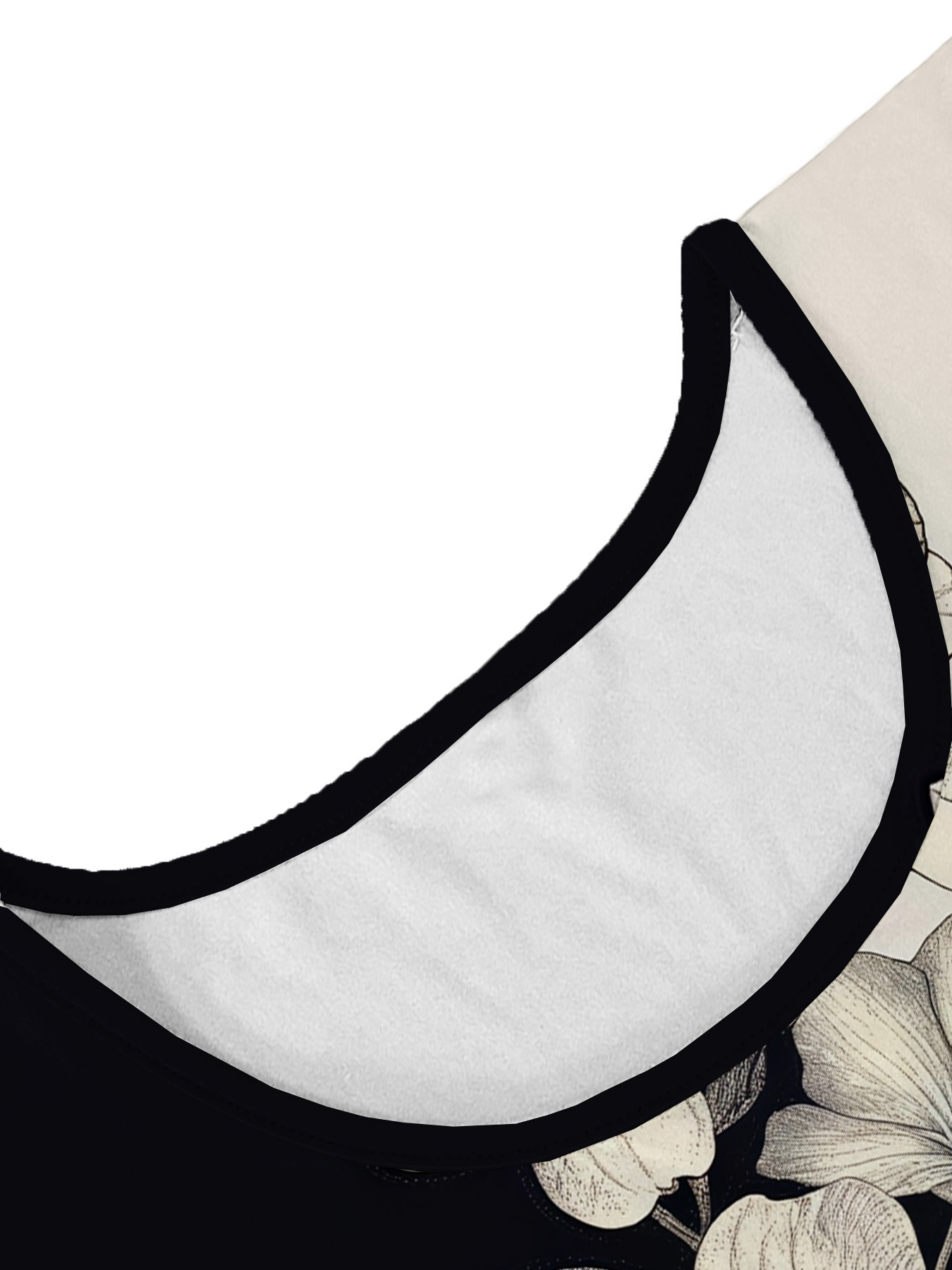 Women's autumn black and white patchwork flower short-sleeved dress - Image 7