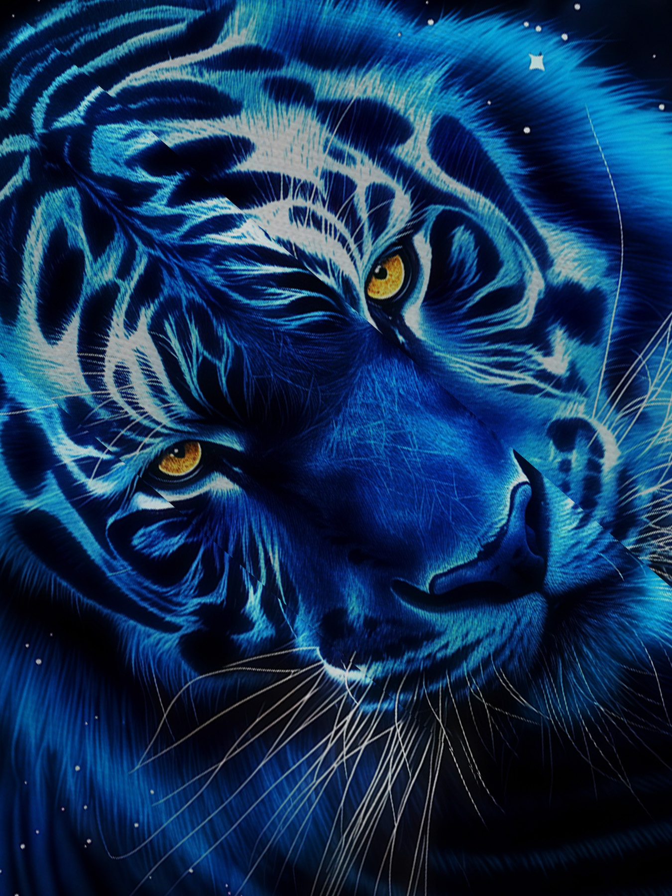 Women's autumn blue tiger print short-sleeved dress - Image 8