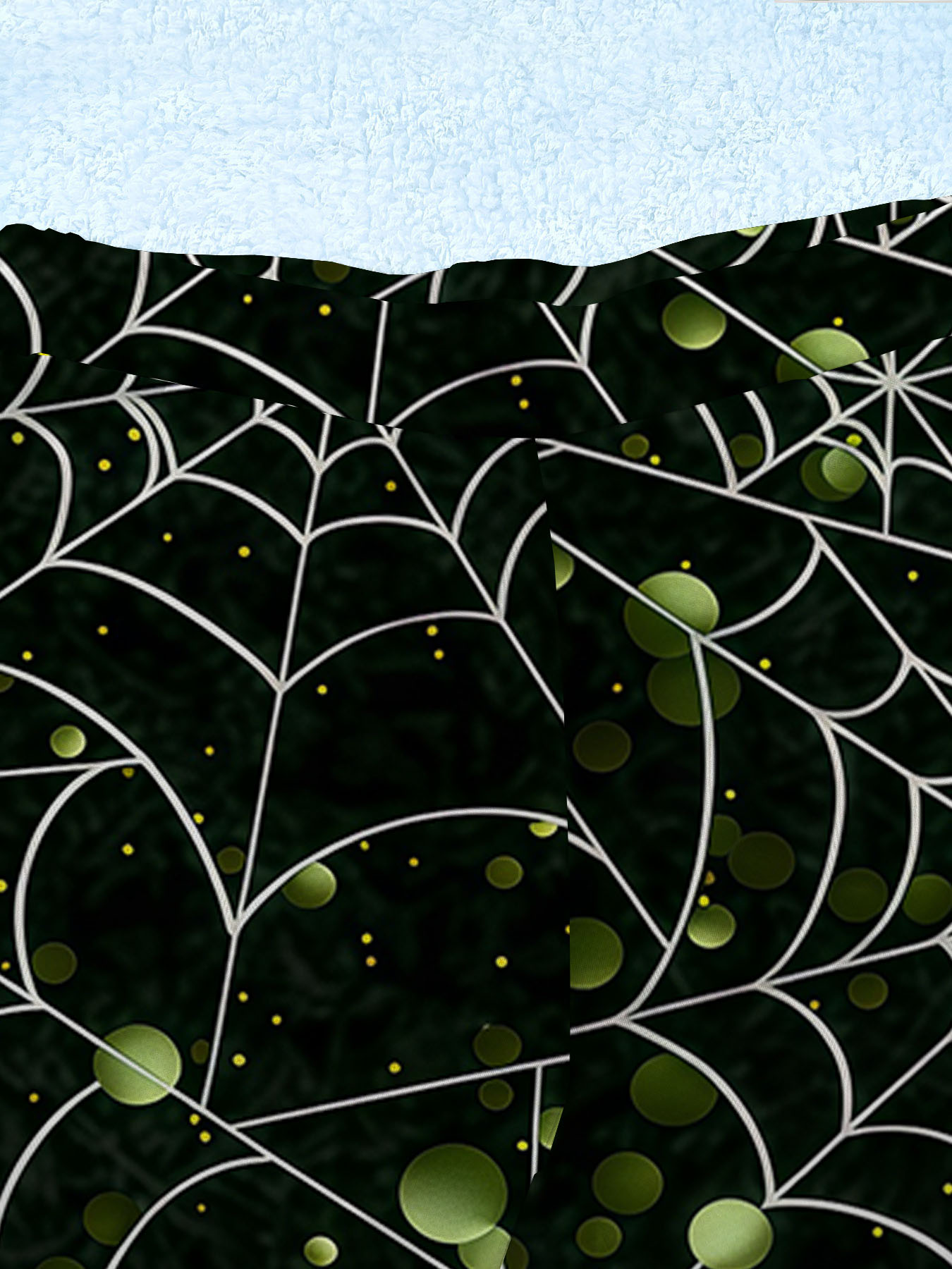 Women's autumn black green cobweb print wide leg pants - Image 8