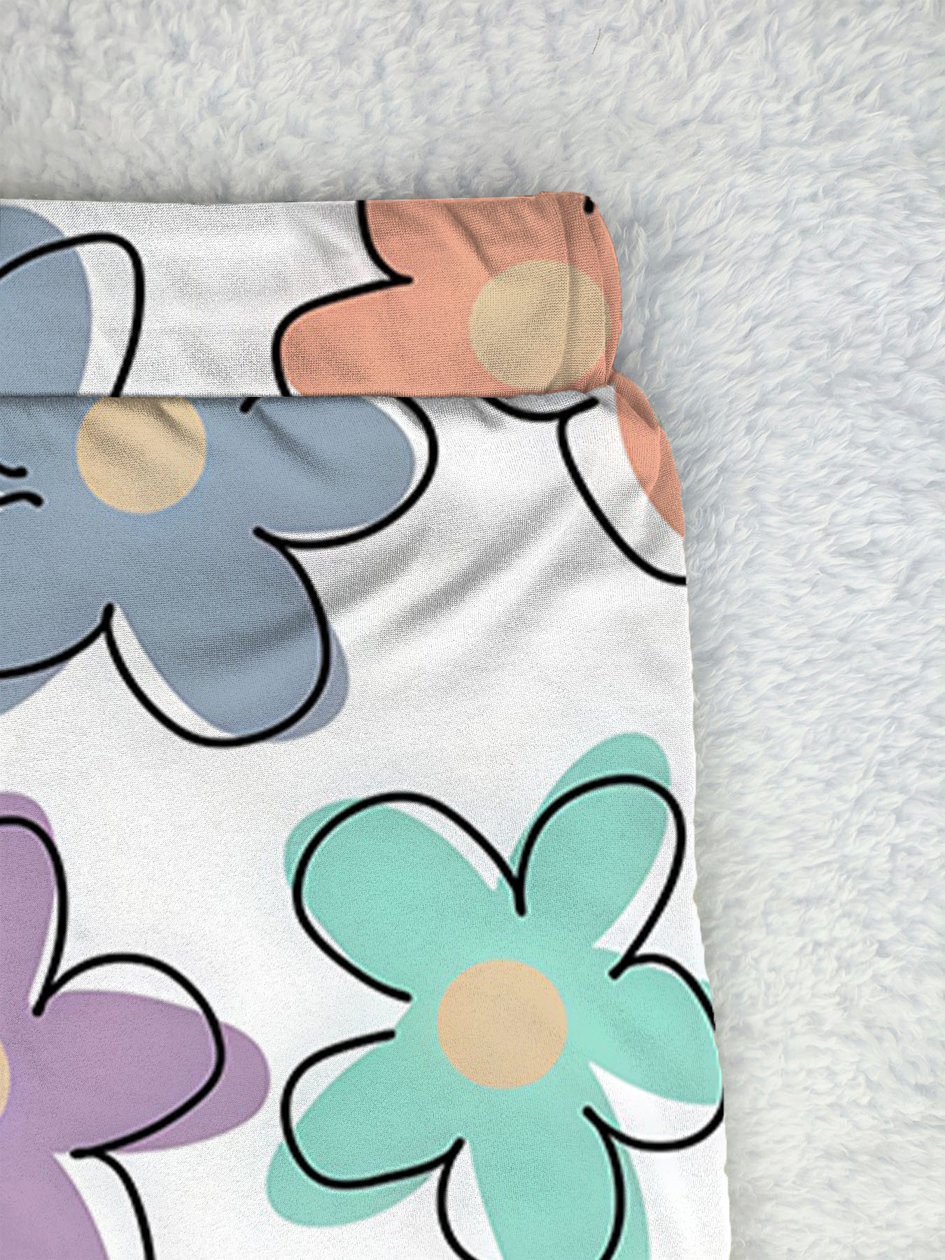 Women's autumn full print color flower wide leg trousers - Image 6