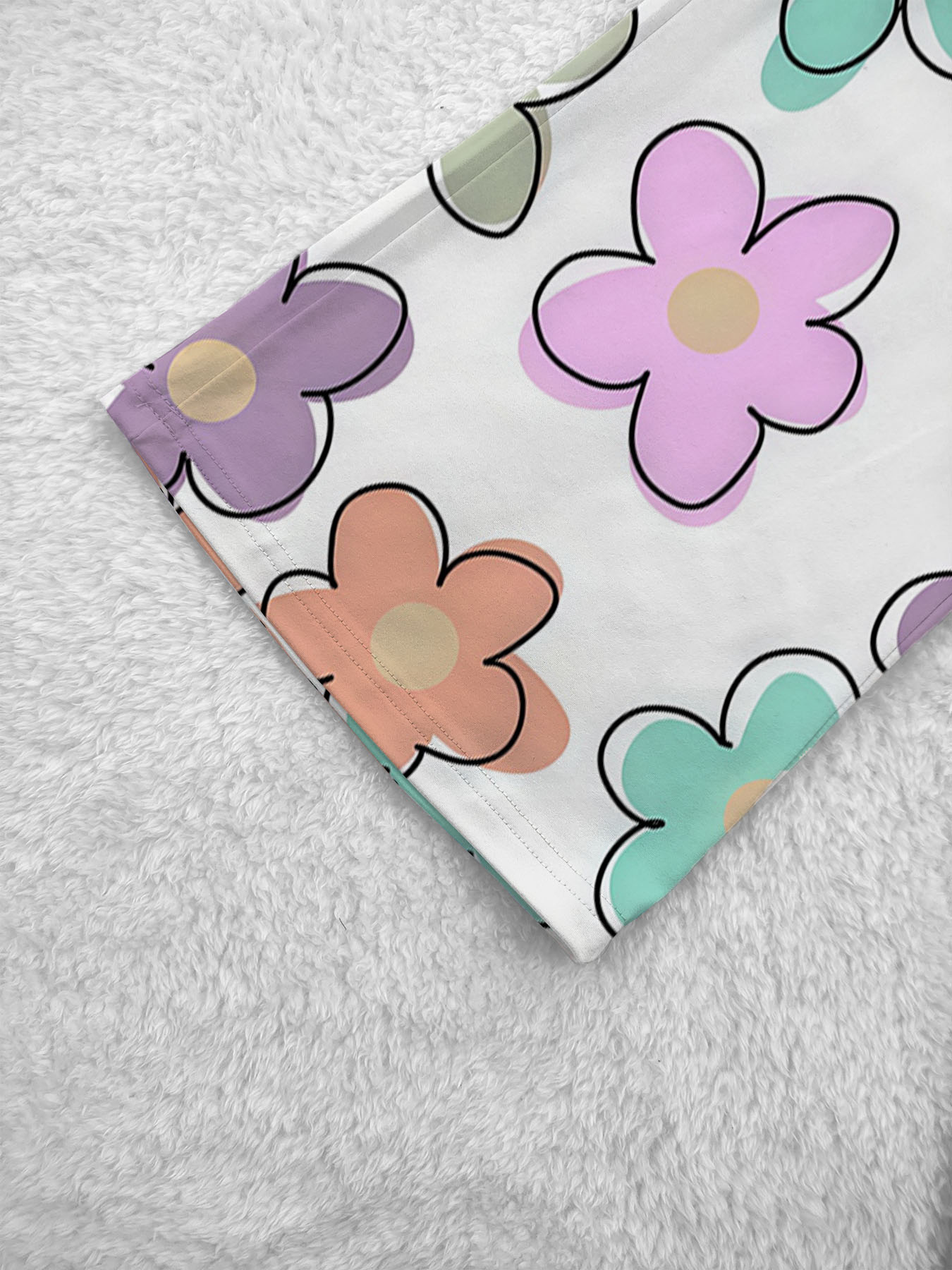 Women's autumn full print color flower wide leg trousers - Image 7