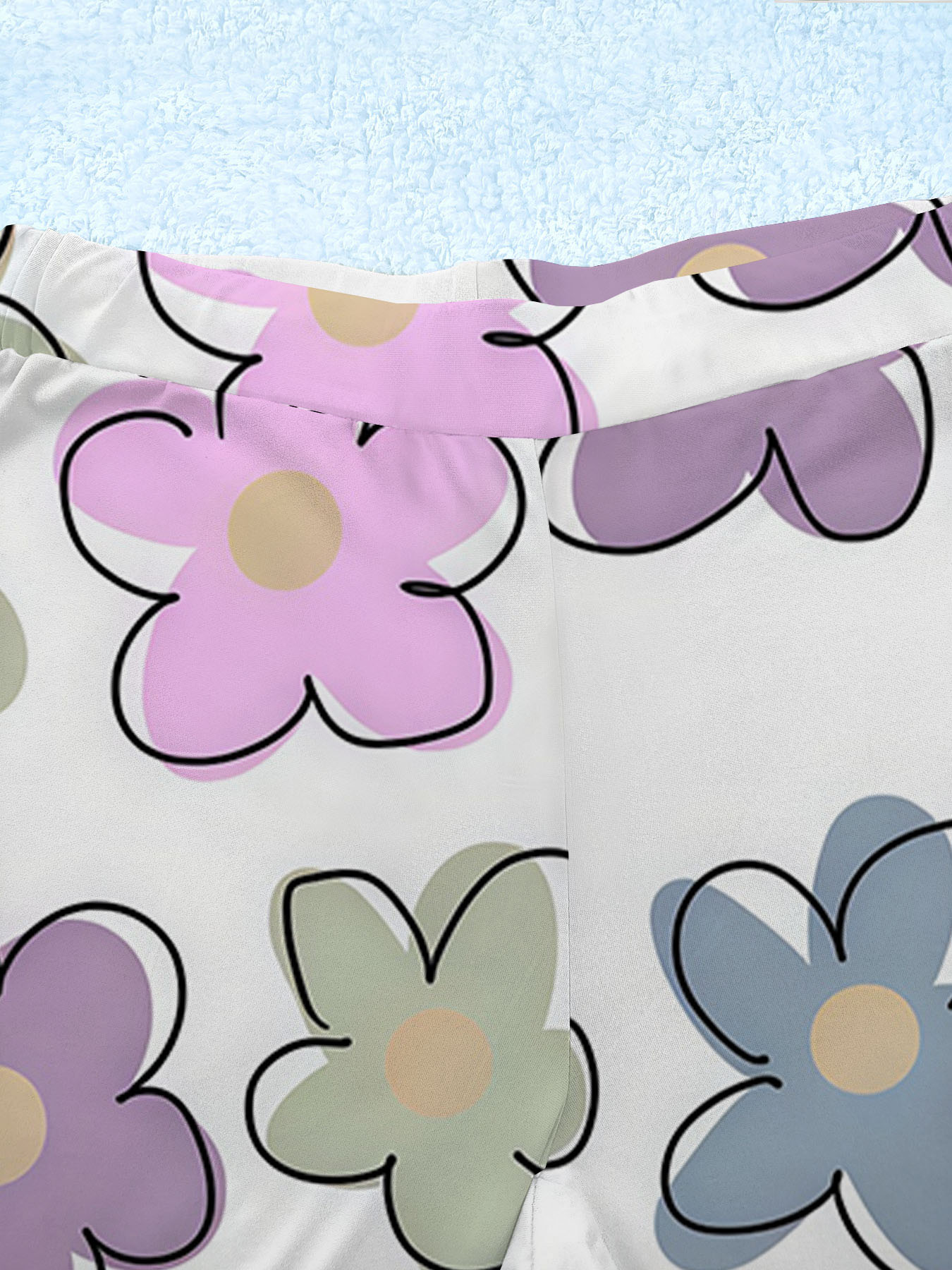 Women's autumn full print color flower wide leg trousers - Image 8