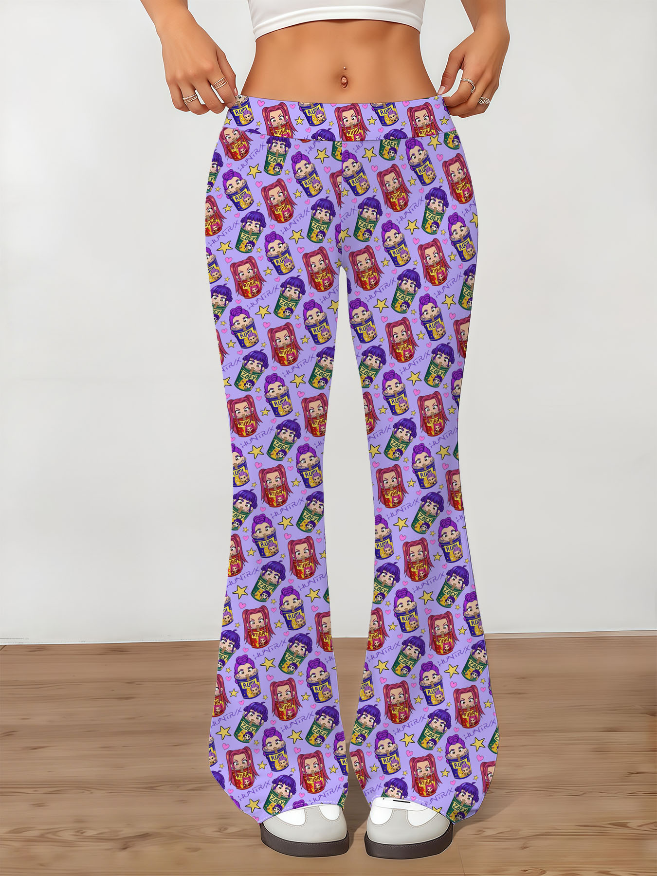 Women's autumn purple full-print cartoon wide-leg pants - Image 3