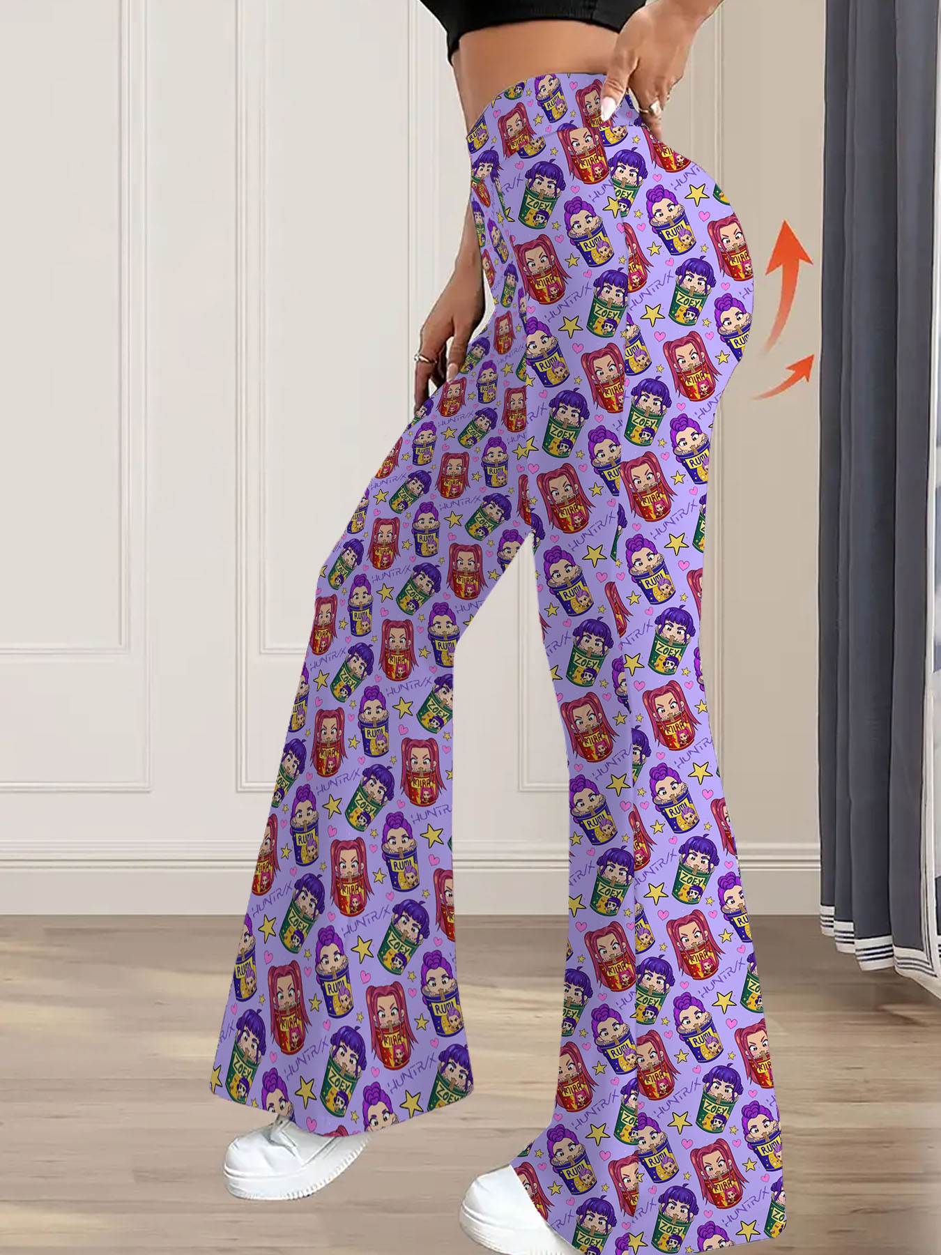 Women's autumn purple full-print cartoon wide-leg pants - Image 6